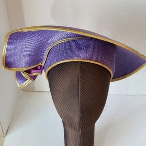 Vintage Sylvia Purple Gold Unique‎ Woven Hat